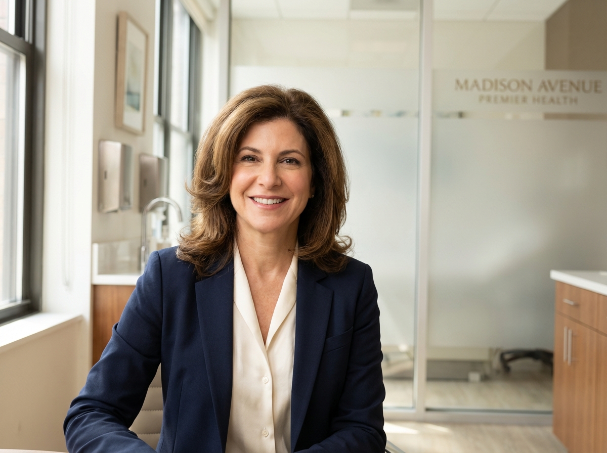 Confident individual showing results of scalp micropigmentation for thinning hair in modern NYC clinic