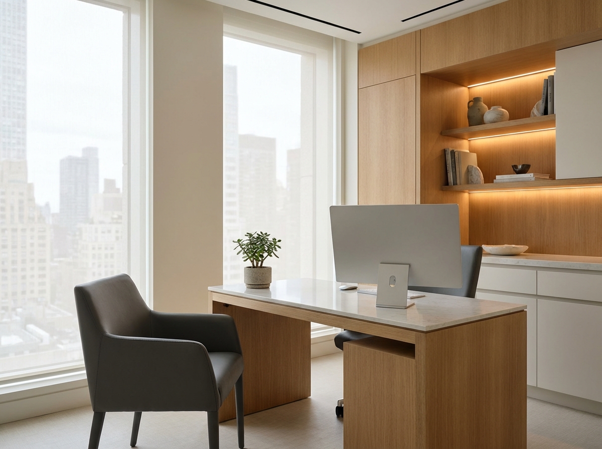 Modern consultation room for non surgical hair restoration at premium Manhattan clinic