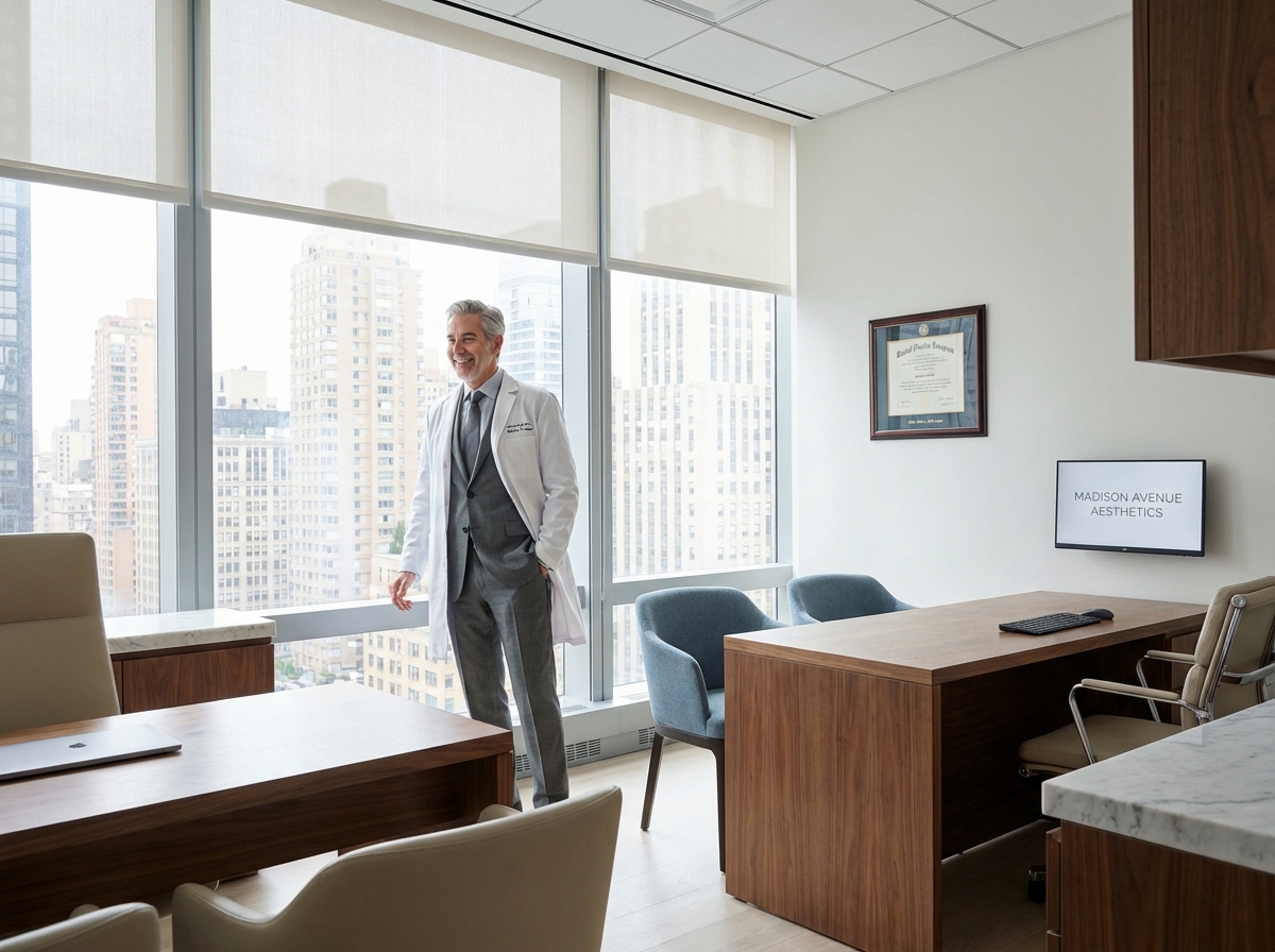 Facial plastic surgeon in modern NYC clinic specializing in hair restoration FUE procedures