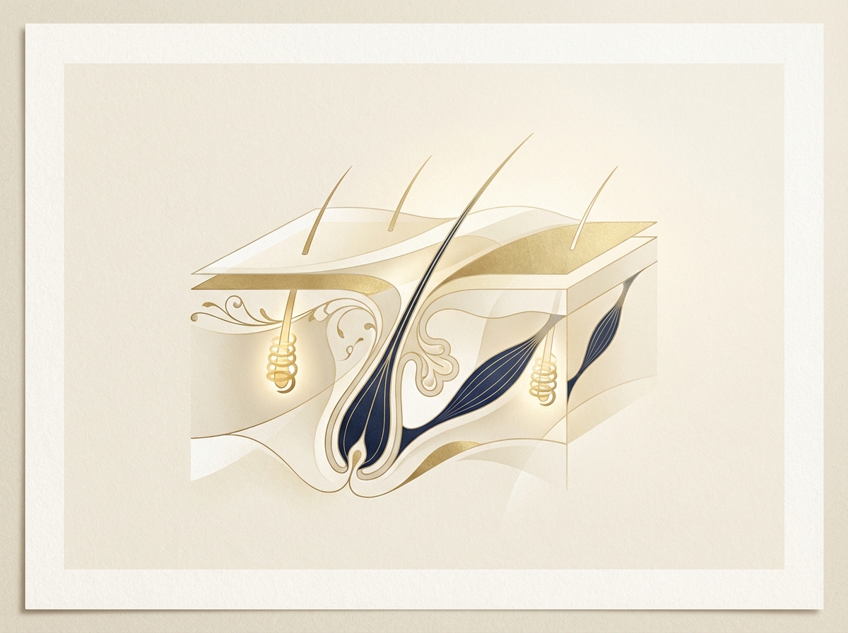Elegant illustrated diagram of scalp anatomy concepts representing the follicular unit extraction technique explained