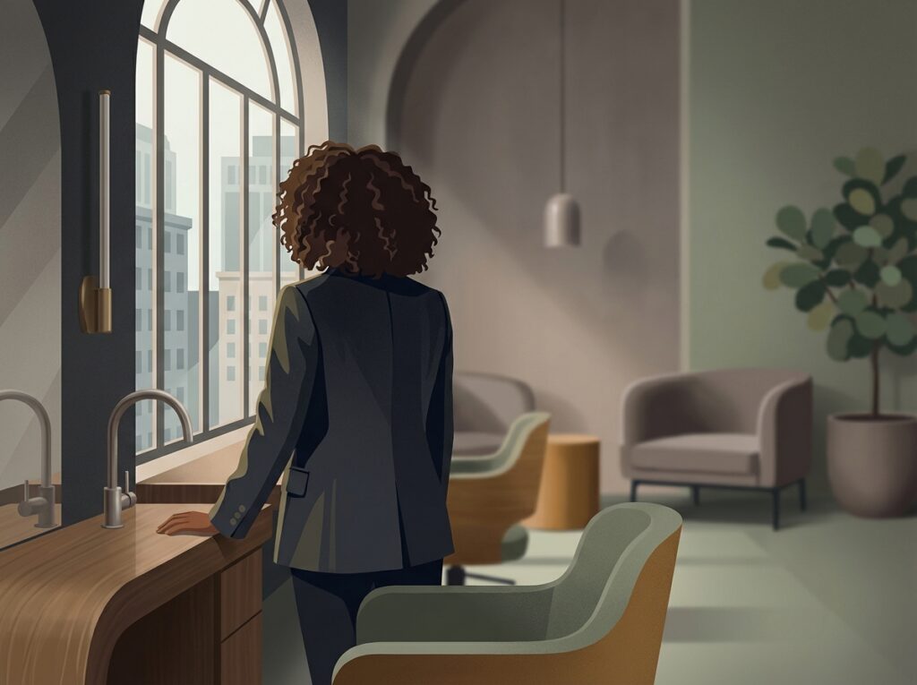 Confident person with restored natural hair in a modern NYC hair restoration clinic — scar revision hair transplant results