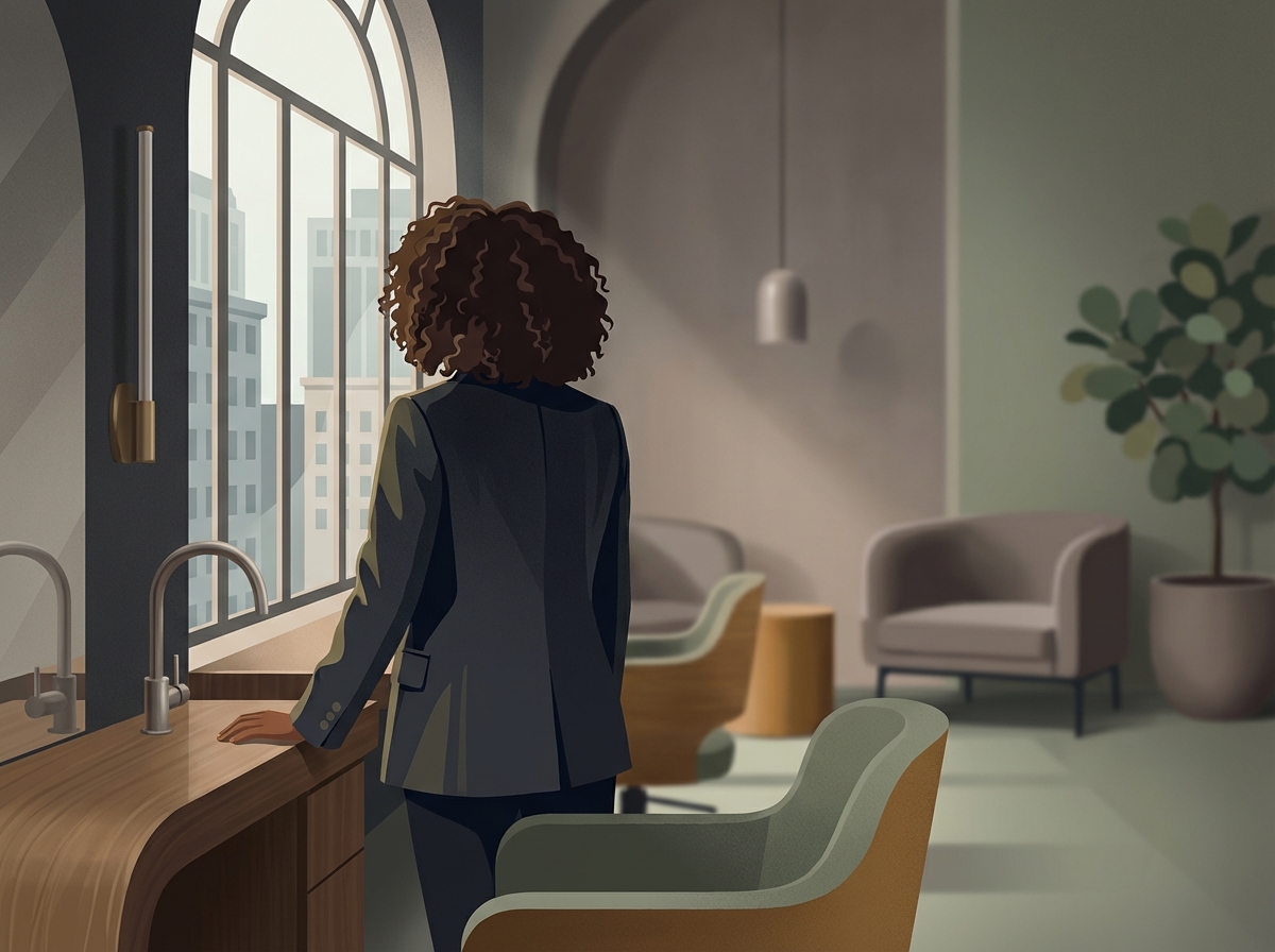 Confident person with restored natural hair in a modern NYC hair restoration clinic — scar revision hair transplant results