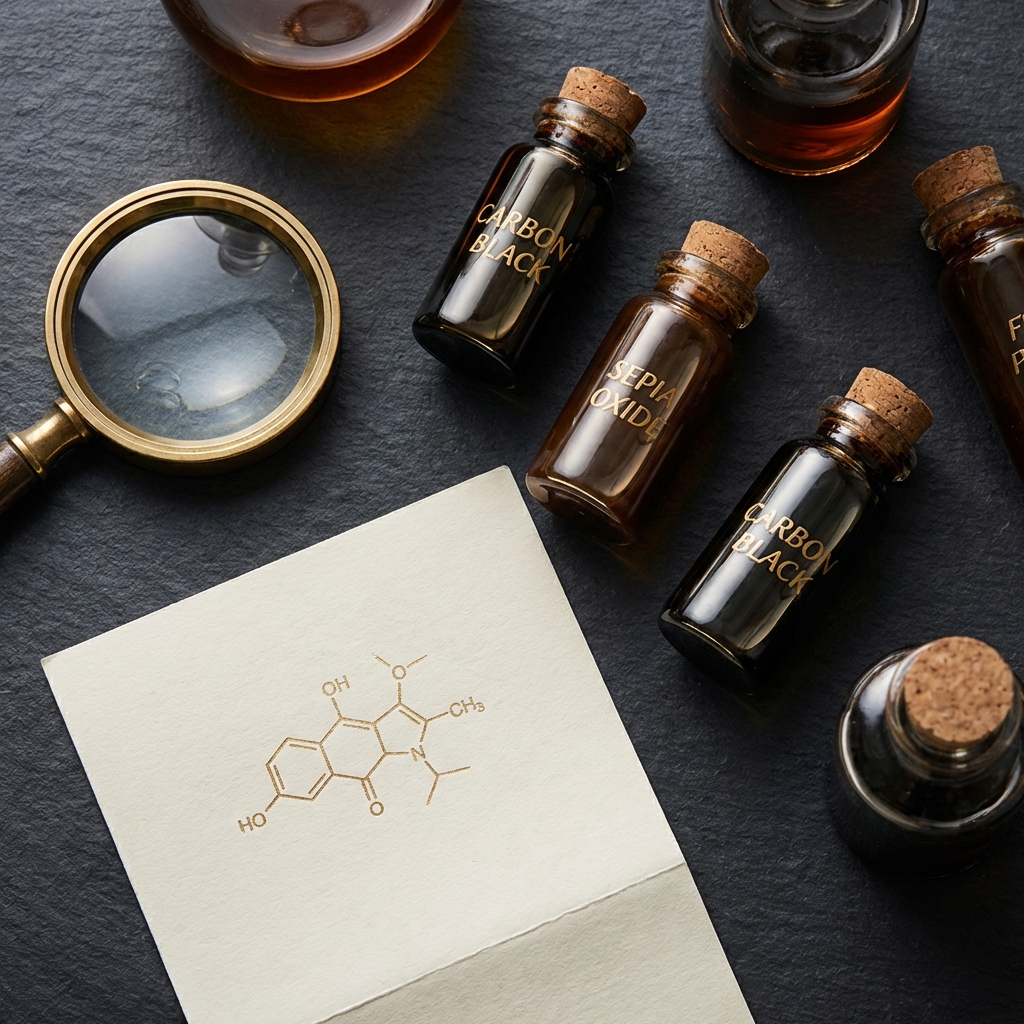 Premium hair transplant medical grade pigments in glass vials with scientific reference materials on dark slate surface