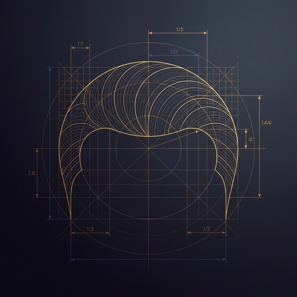 Geometric hairline design blueprint illustrating the precision behind natural hairline restoration in NYC