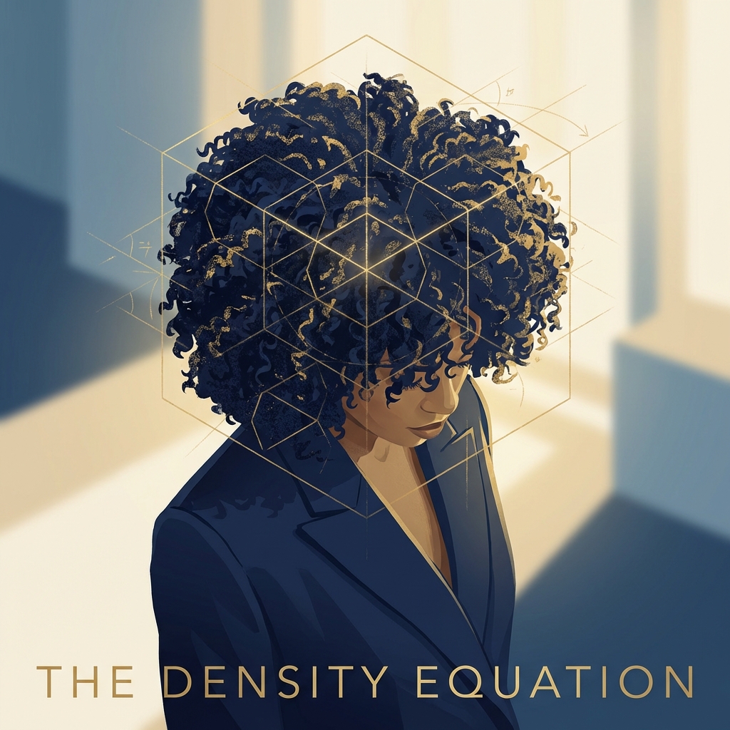 Stylized illustration representing hair transplant density calculations with geometric grid patterns suggesting follicular mapping