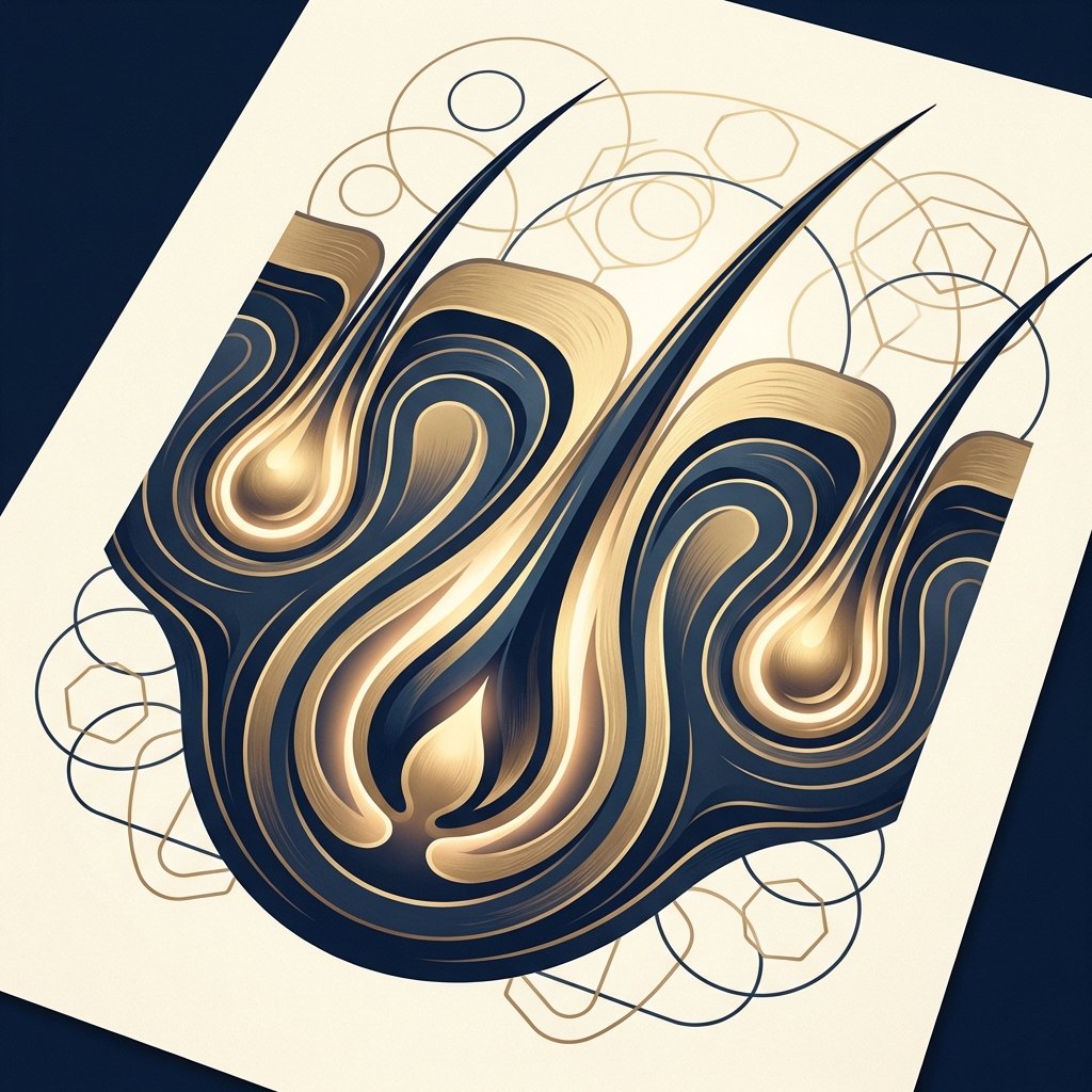 Stylized illustration of healthy hair follicle density representing hair transplant donor hair characteristics and quality assessment