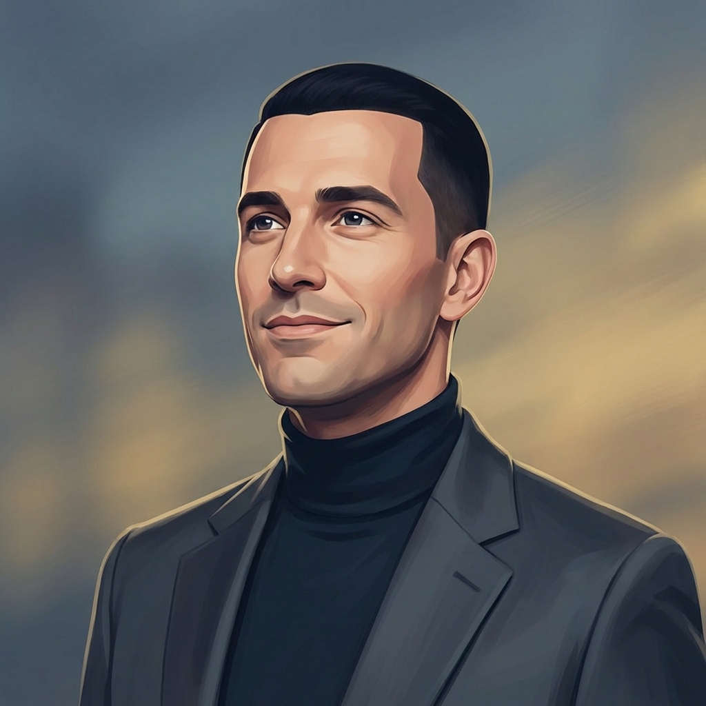 Confident man with a sharp, natural-looking hairline illustrating scalp micropigmentation for hairline illusion results.