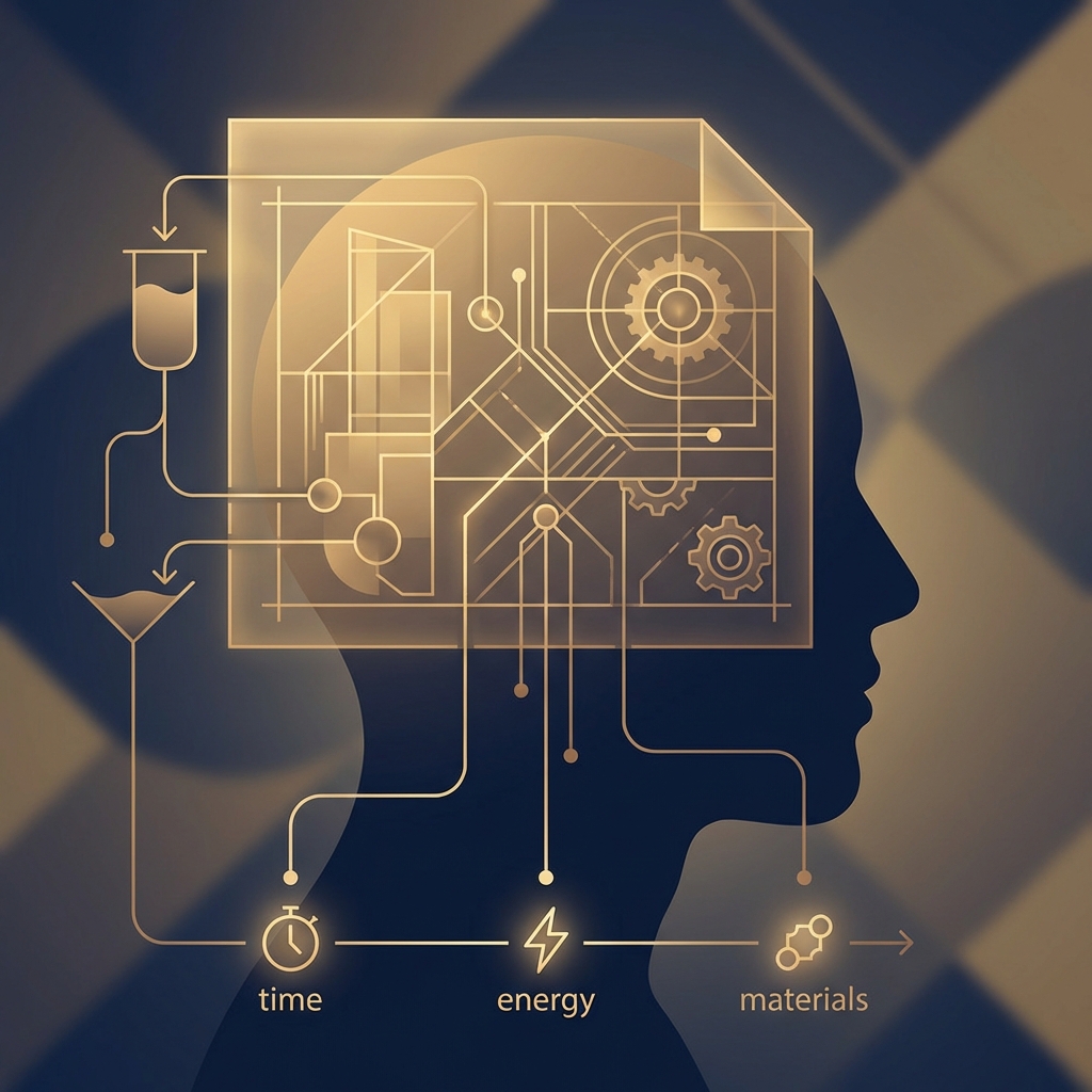 Conceptual illustration of strategic planning for hair transplant with thin donor area, showing a glowing blueprint diagram.