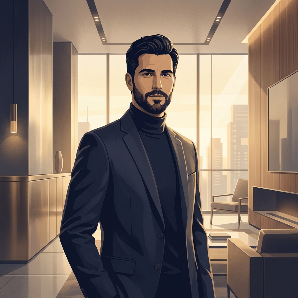 Confident man with restored full hair in a modern luxury clinic, representing FUE vs FUT hair transplant decision-making