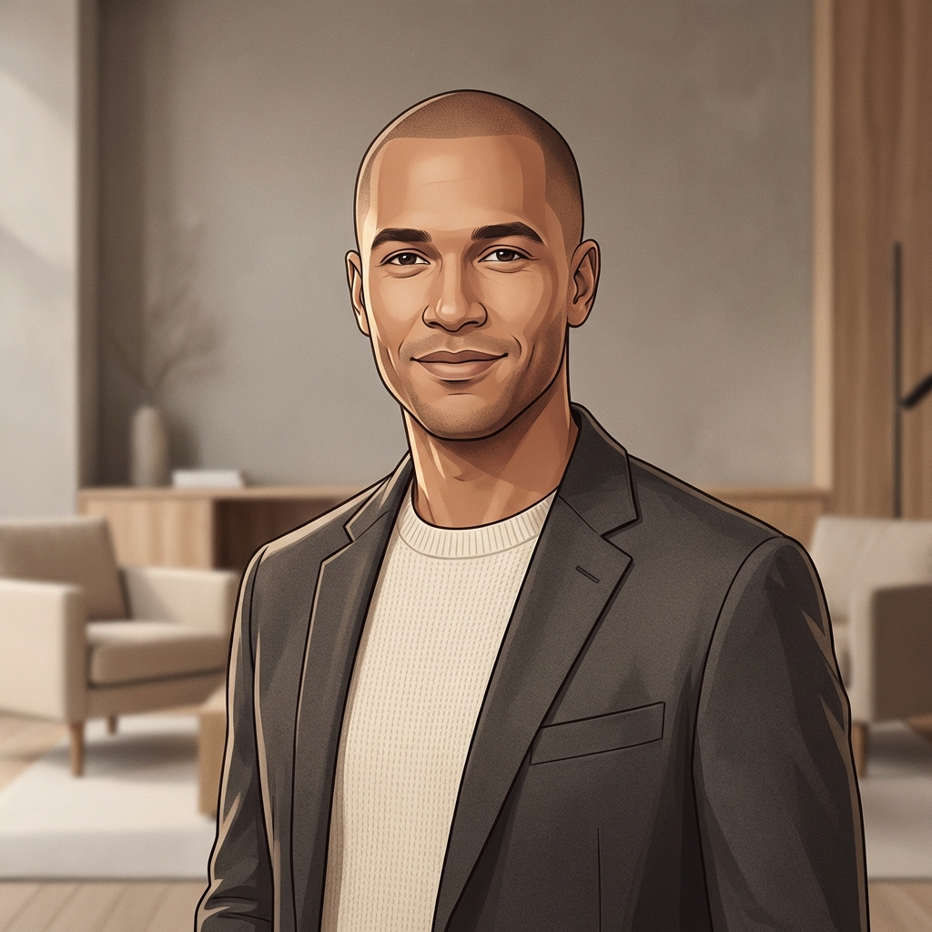 Confident man with shaved head representing how scalp micropigmentation works to restore a natural appearance