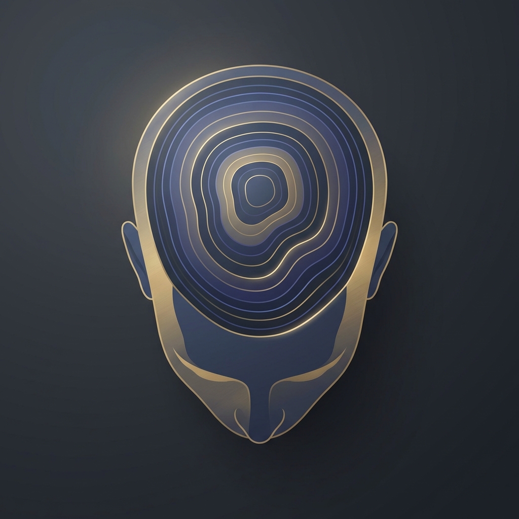 Stylized topographic illustration representing Norwood scale hair loss stages explained through gradient crown zones