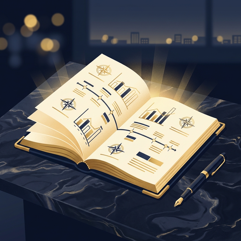 Strategic planning ledger illustration representing hair transplant multi procedure planning and lifetime graft allocation.