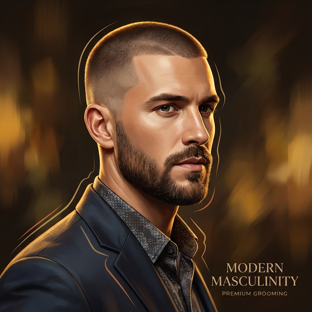 Confident man with a sharp buzz cut fade, representing ideal FUE hair transplant results for short hairstyles