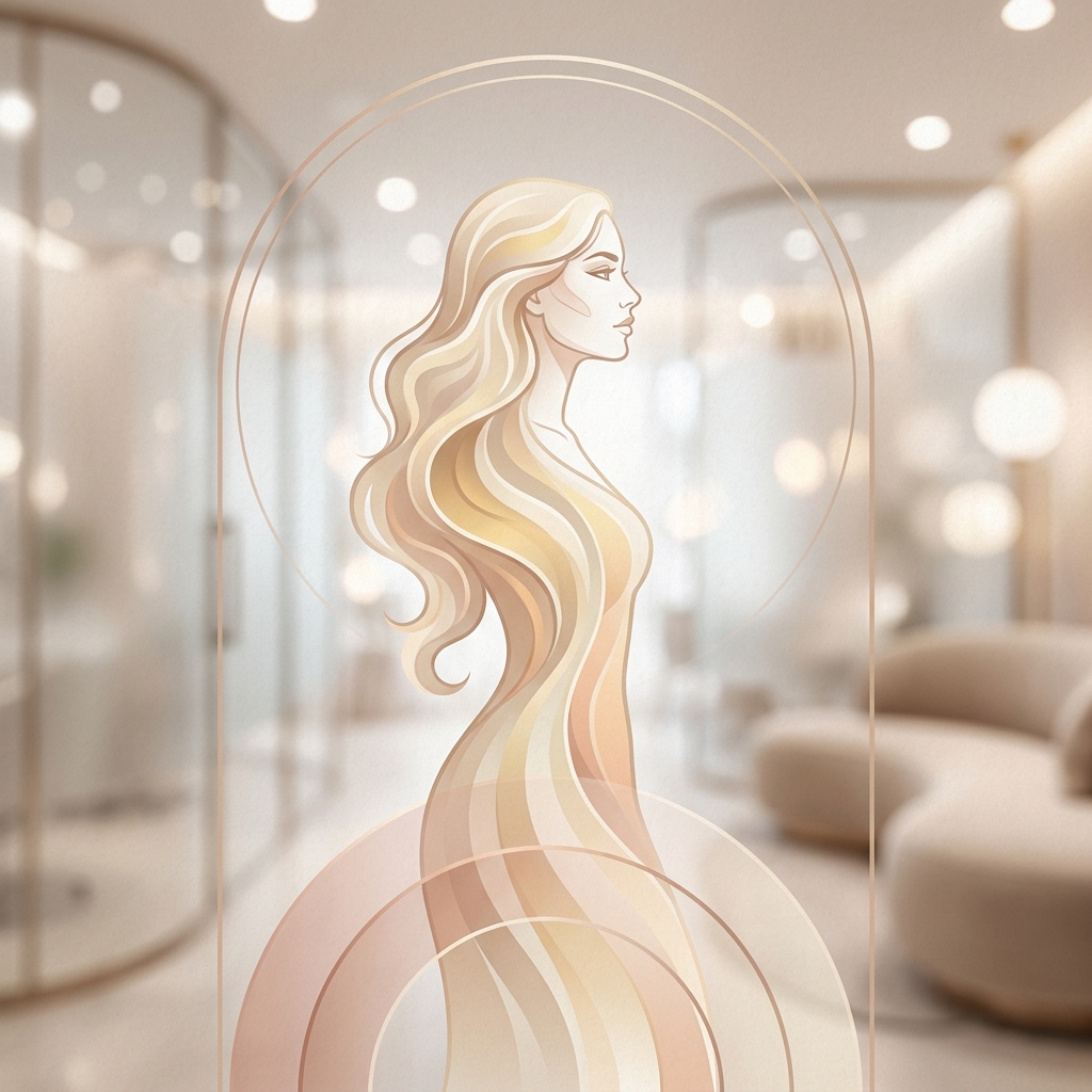 Elegant illustration of a woman with healthy hair representing the Ludwig Scale for female hair loss classification