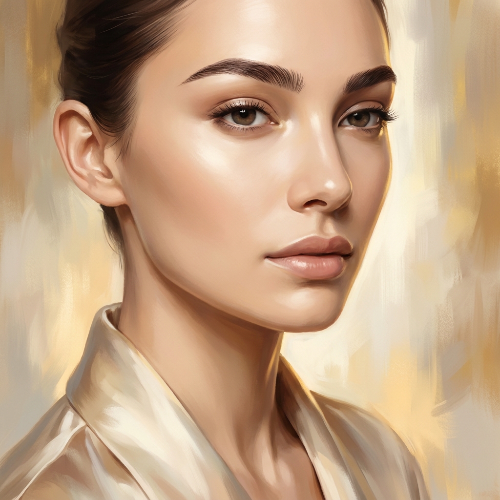 Woman with naturally defined eyebrows showcasing eyebrow hair transplant natural results in soft editorial lighting
