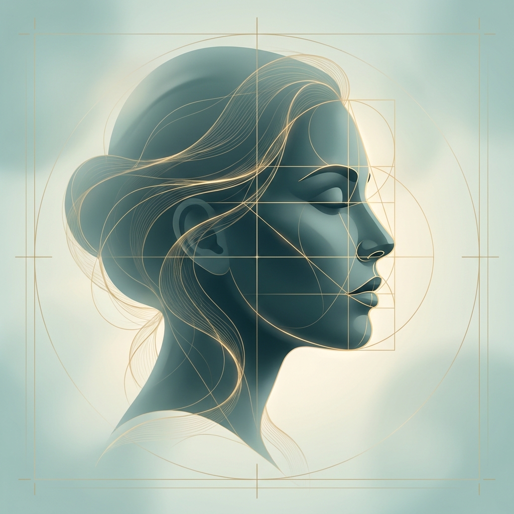Facial proportion analysis illustration for hairline feminization surgery hair transplant planning