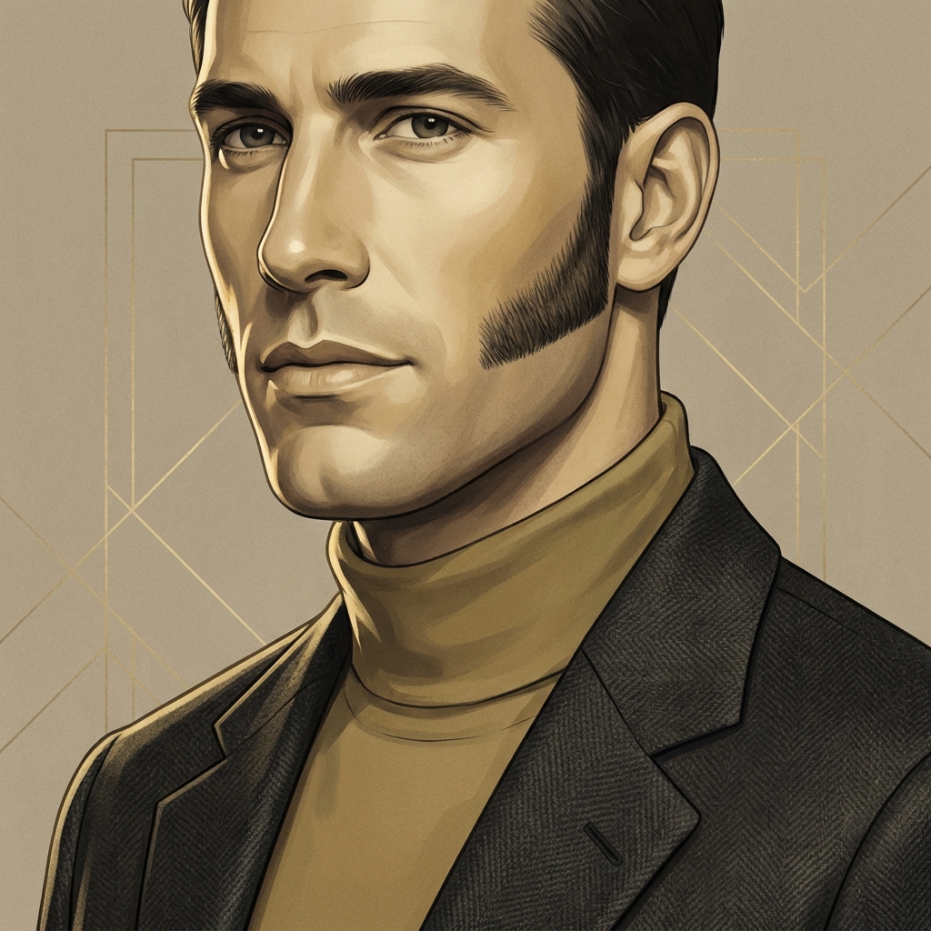 Man with natural, well-defined sideburns showcasing the refined results of hair transplant for sideburn restoration