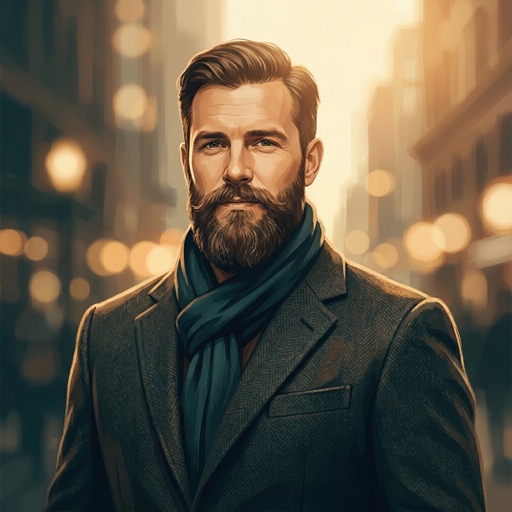 Confident transgender man with full beard, representing facial hair transplant results for transgender men