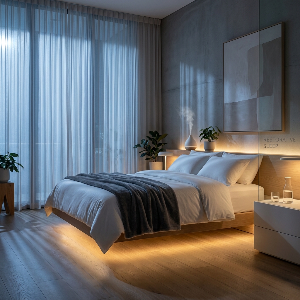 Elevated pillow sleep setup for how to sleep after hair transplant recovery in a serene bedroom