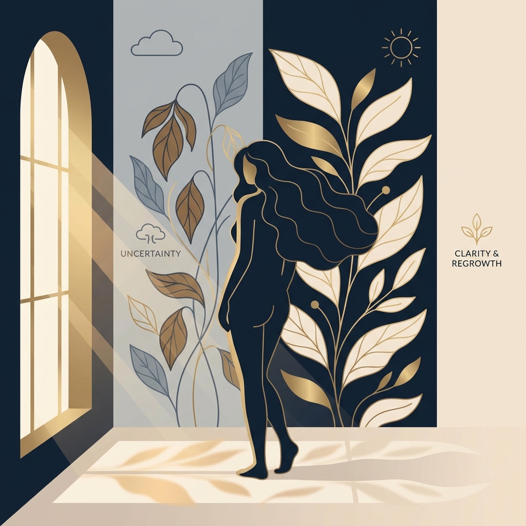 Conceptual illustration representing clarity in diagnosing stress-related hair loss versus genetic hair loss for hair transplant evaluation