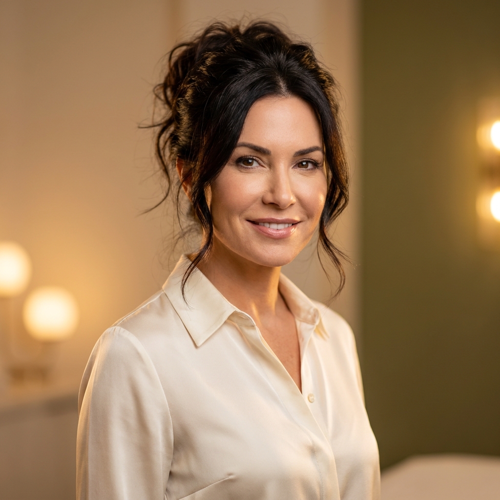 Confident woman with full, healthy crown hair — illustrating successful hair transplant for thinning crown in women