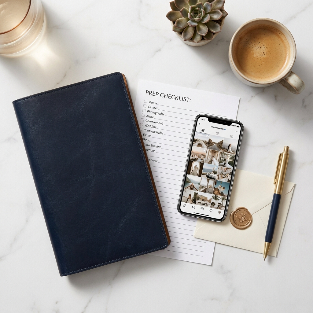 Organized checklist and documents laid out for a hair transplant consultation in New York