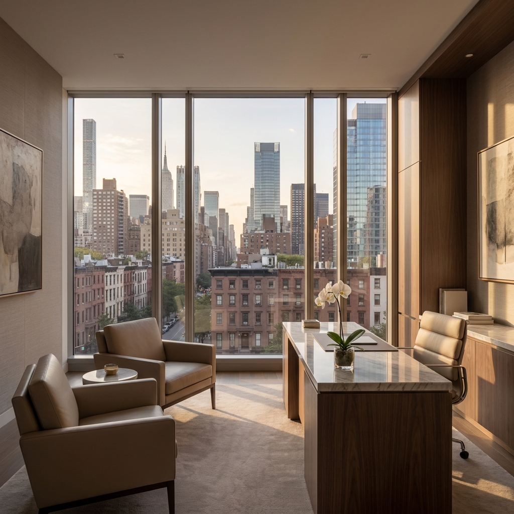 Elegant Manhattan medical consultation office representing a hair restoration specialist on the Upper East Side NYC