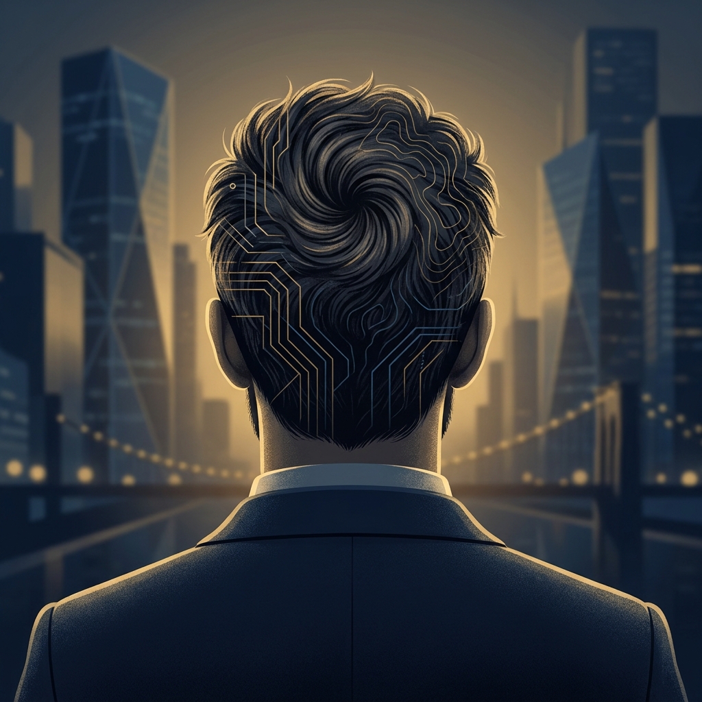 Illustration showing healthy crown hair whorl pattern representing hair transplant for crown thinning men results