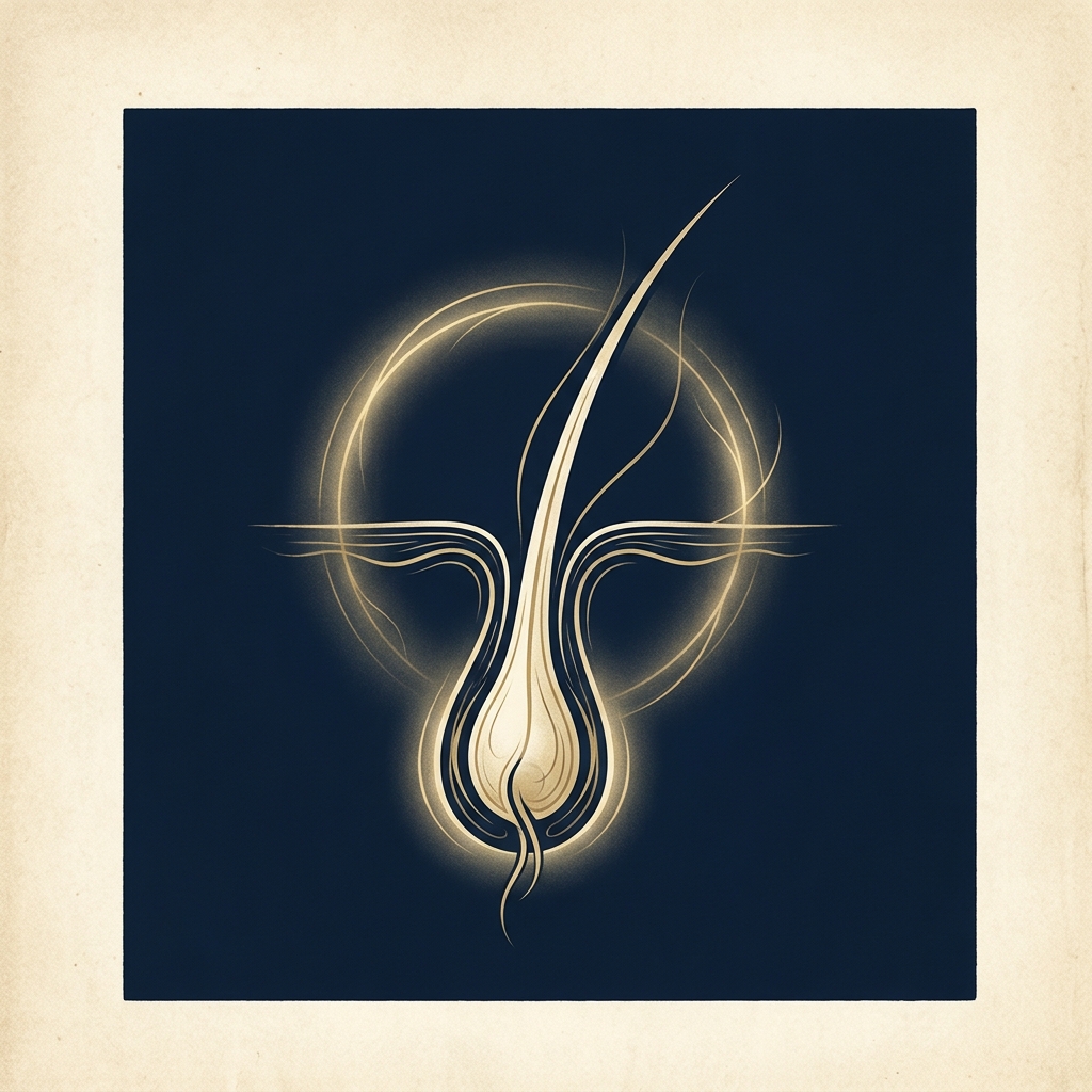 Elegant stylized illustration of a hair follicular unit graft anatomy for hair transplant education