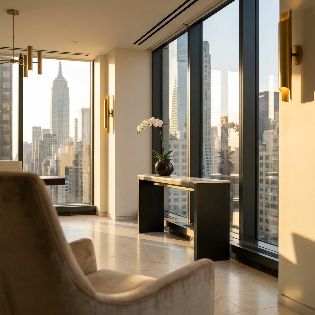 Elegant Madison Avenue luxury medical suite interior representing a premium hair restoration experience in NYC