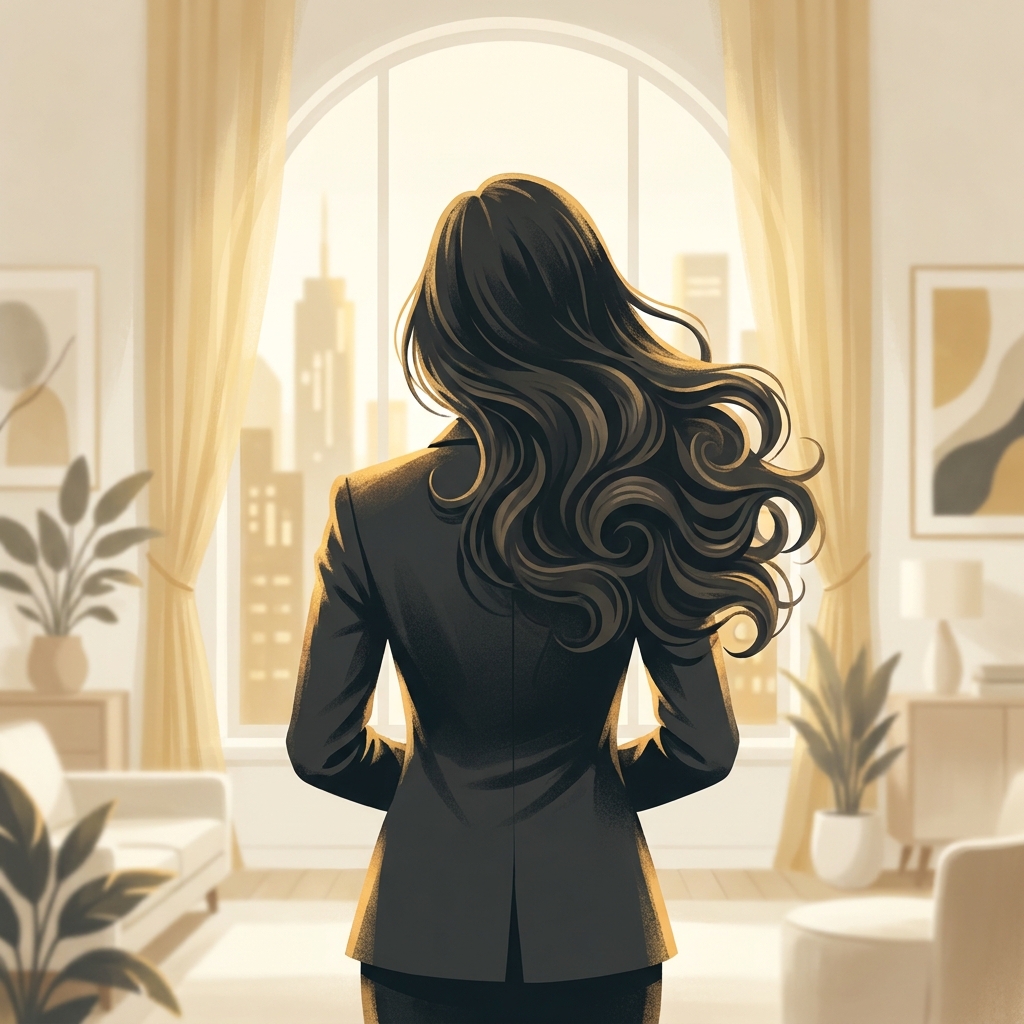 Woman with restored healthy hair standing confidently in sunlit room, representing traction alopecia hair restoration options