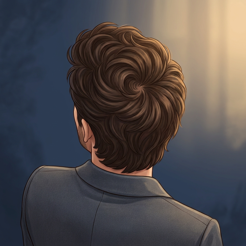 Illustration showing healthy crown hair growth pattern, representing hair transplant before and after crown area results