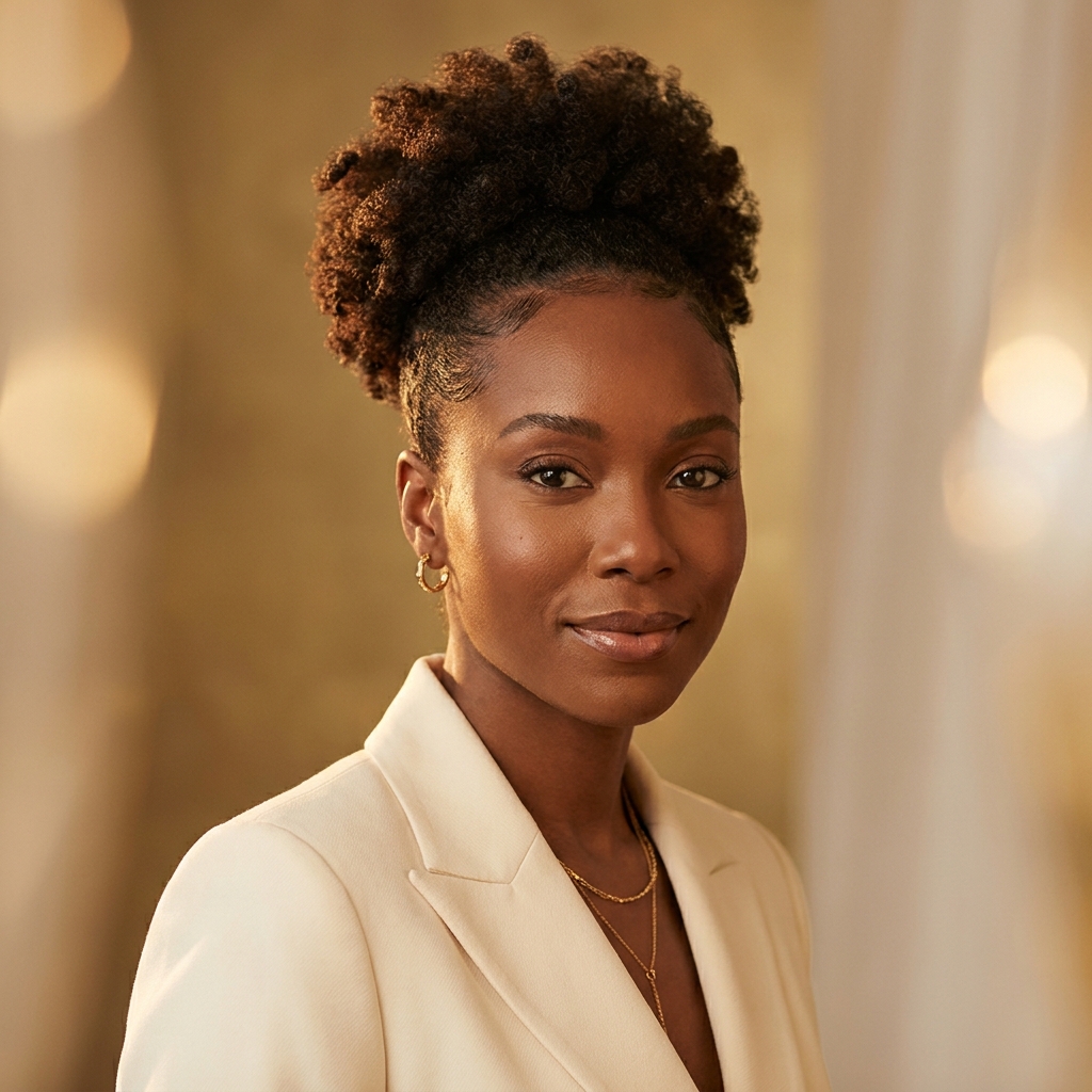 Confident Black woman with restored frontal hairline, representing hair transplant for traction alopecia frontal hairline restoration.