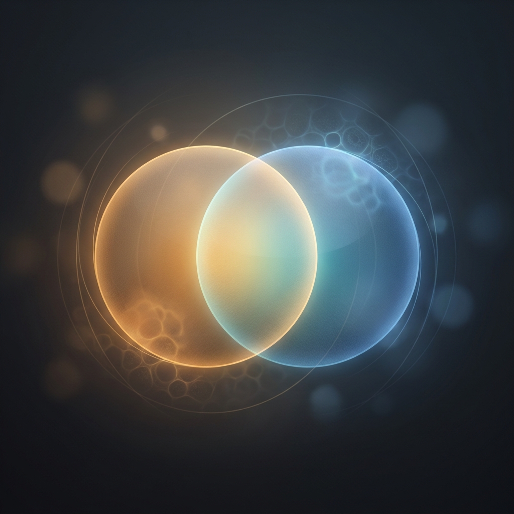 Abstract Venn diagram illustration representing the overlap between telogen effluvium vs androgenetic alopecia differences