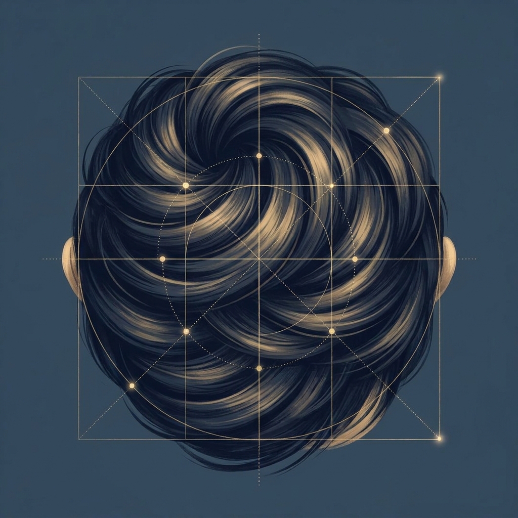 Conceptual illustration showing natural hair density mapping for hair transplant planning