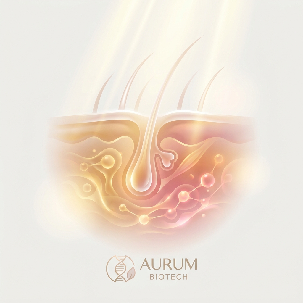 Stylized illustration representing scalp healing and crust formation after hair transplant surgery with warm glowing tones