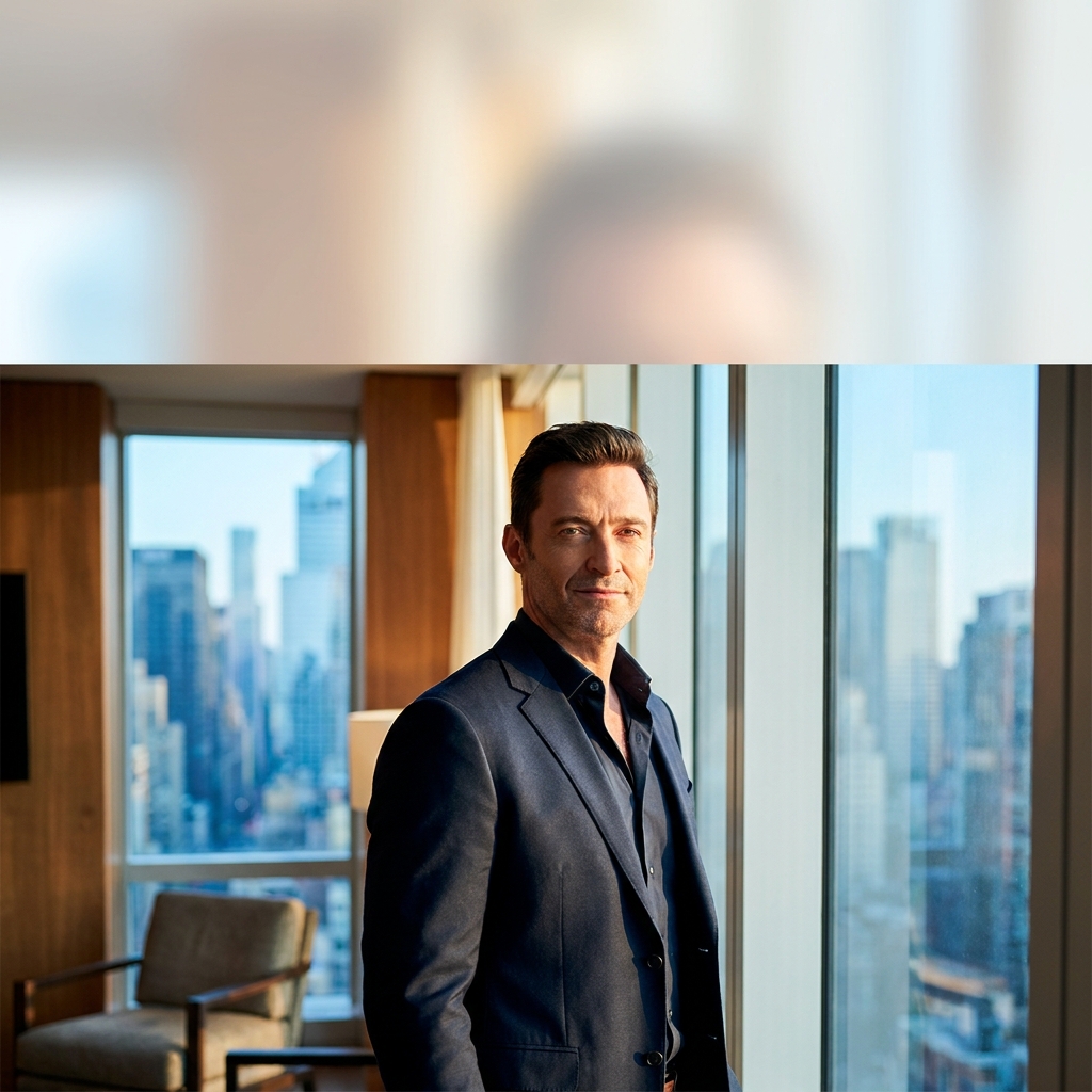 Confident man with restored hairline overlooking Manhattan skyline, representing a personalized hair restoration journey for men.