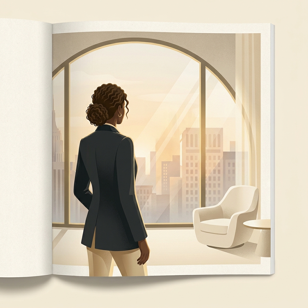 Person with natural, full hair overlooking Manhattan skyline, representing no-shave FUE hair transplant results