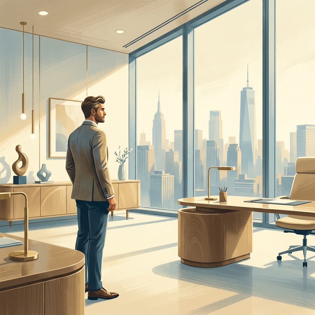 Confident man with restored hair in a modern Manhattan clinic, representing the spectrum of hair restoration procedures.