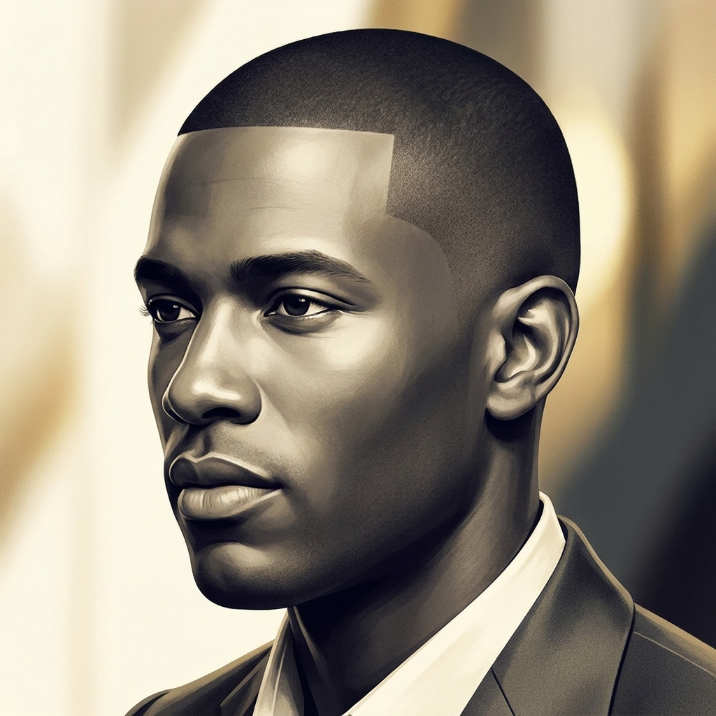 Portrait of a man with a refined hairline illustrating the artistry of a scalp micropigmentation artist