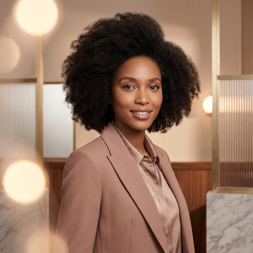 Confident woman with natural-looking hair density representing women scalp micropigmentation results at a premium clinic