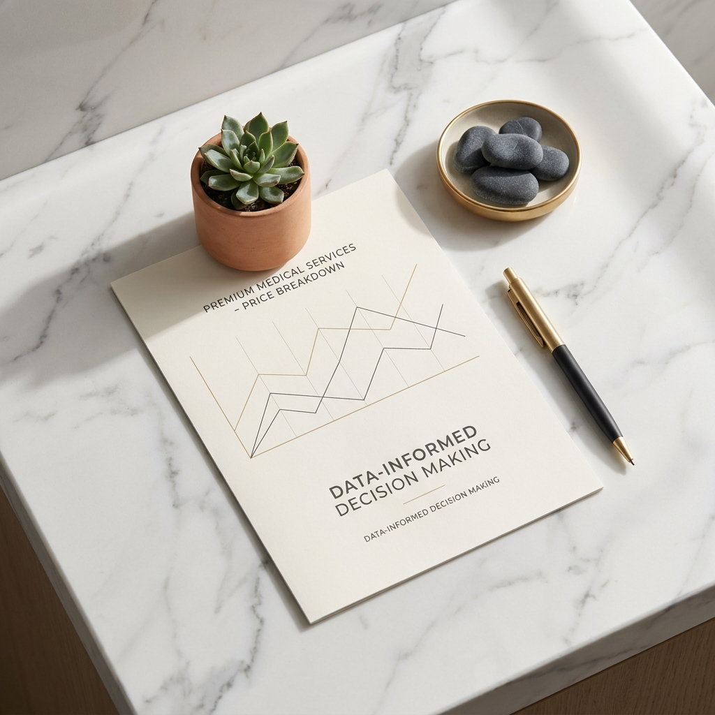 Elegant document and pen flat-lay representing informed decision-making about FUE hair transplant prices