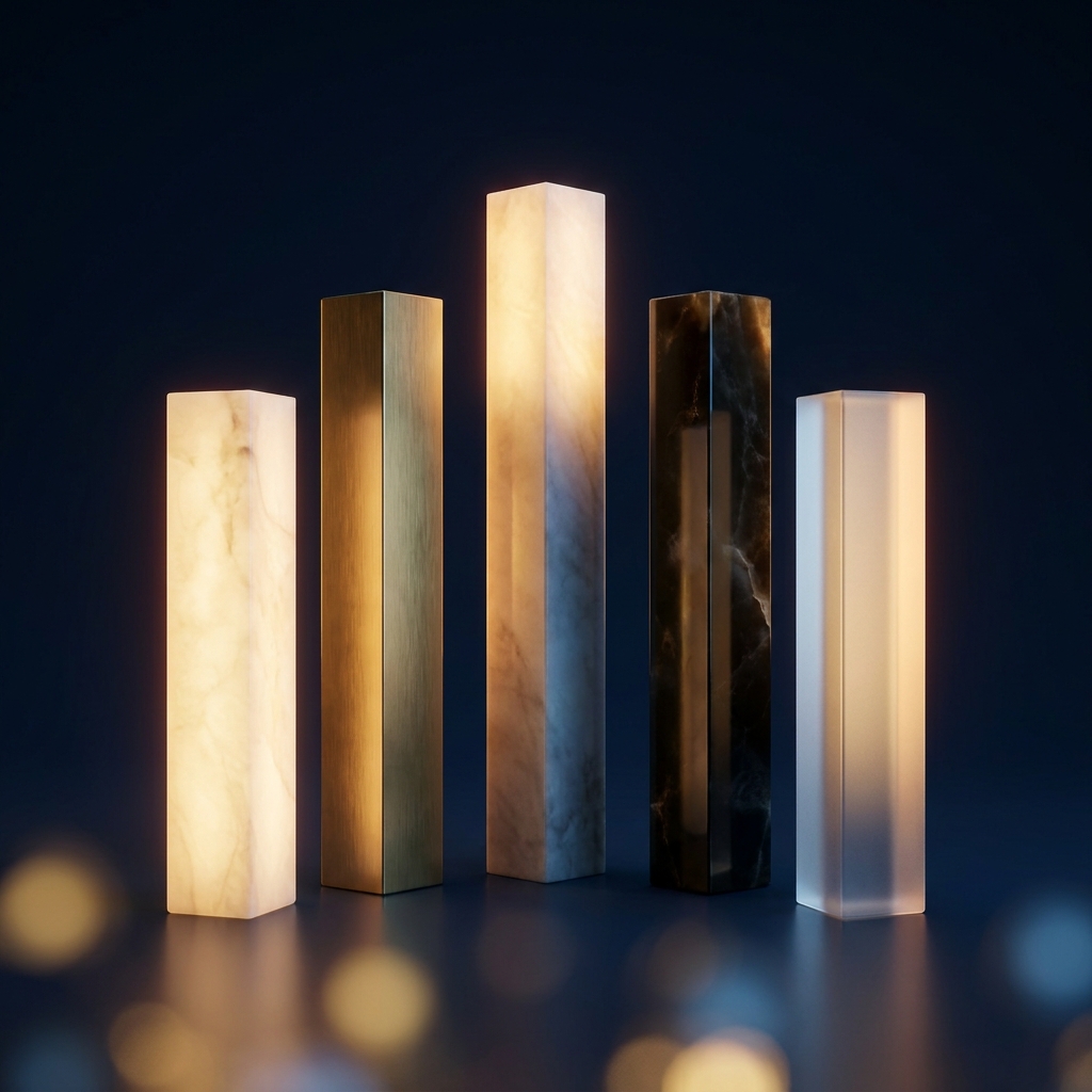 Five illuminated pillars representing the clinical standards of artisan scalp micropigmentation