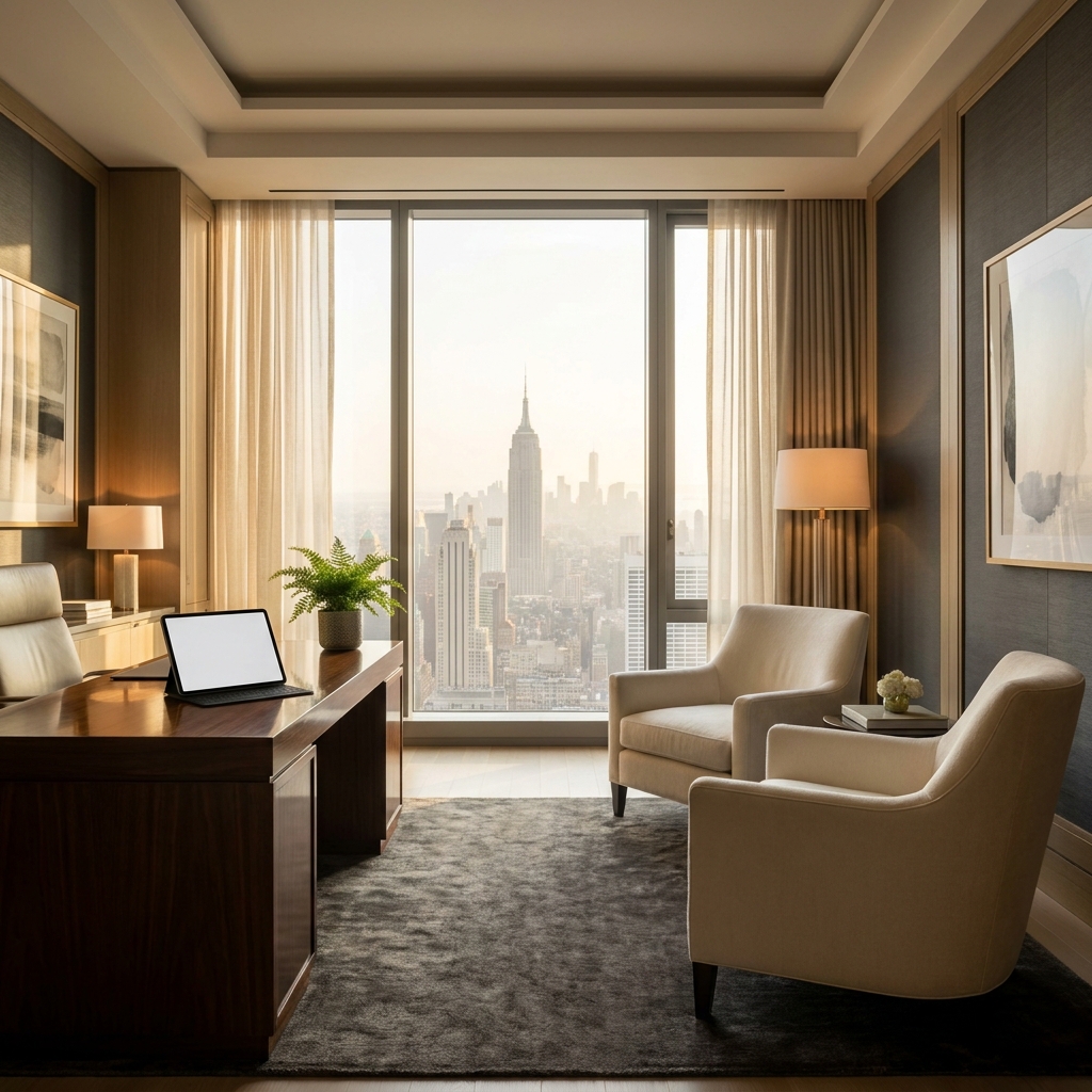 Elegant Manhattan clinic setting symbolizing trust in hair restoration procedure cost decisions