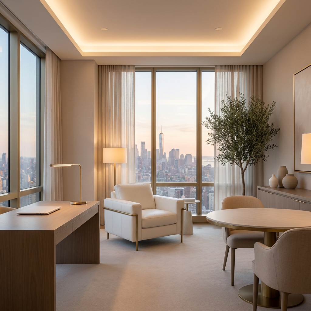 Elegant Manhattan clinic interior representing premium hair restoration services in NYC
