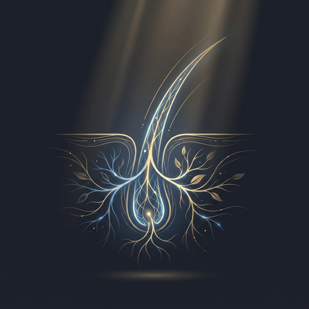 Conceptual illustration of hair follicle biology explaining what is FUE hair transplant