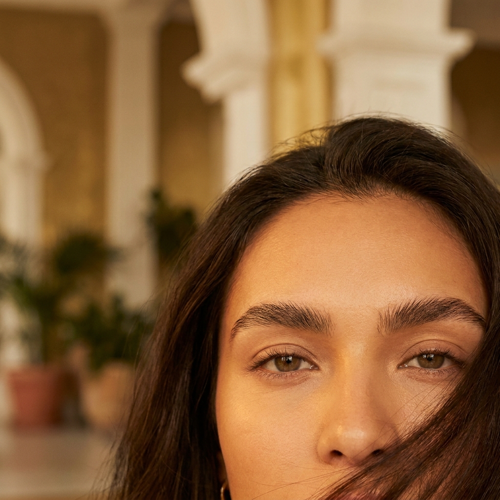 Natural, precisely groomed eyebrows showcasing FUE eyebrow hair transplant results